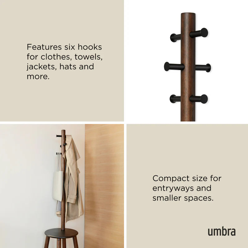 Umbra | PILLAR STOOL AND COAT RACK Black Walnut (Pick up & Delivery Only)