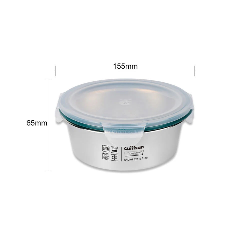 Cuitisan Stainless steel Microwavable Storage Box - Simple Round 640ml
