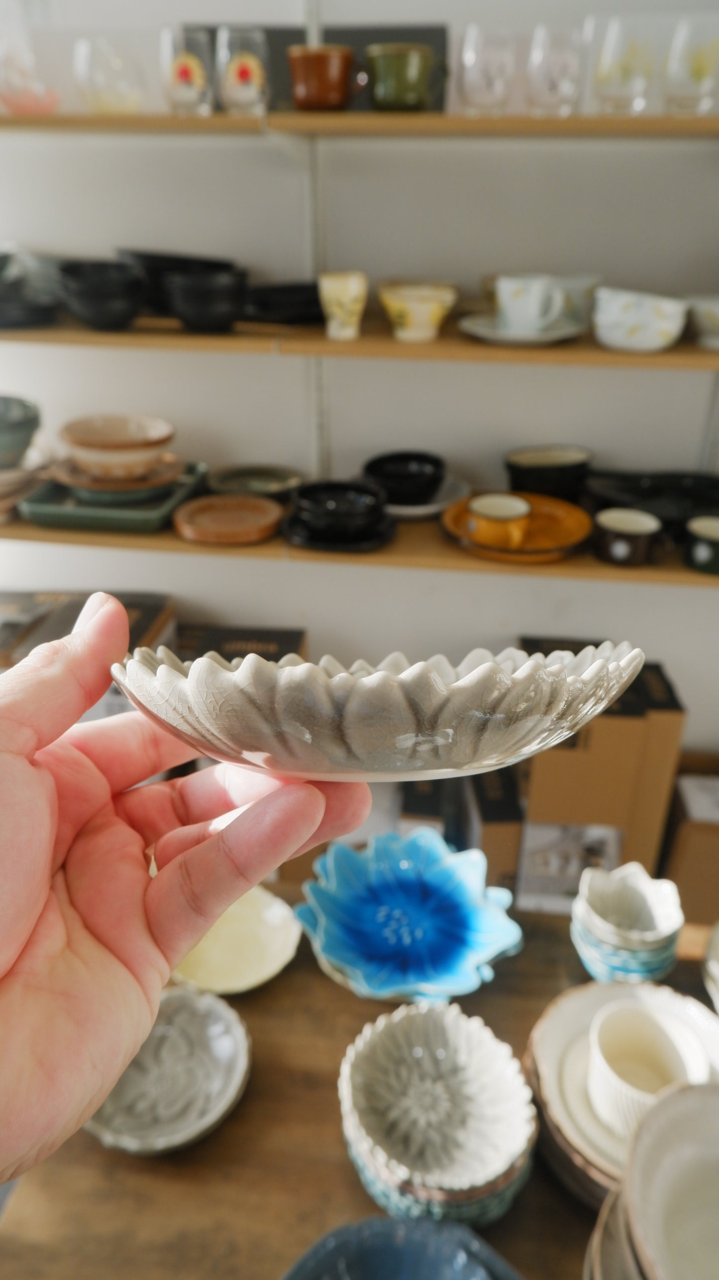 Seto Ware | Flower Plate - Grey Dalia
