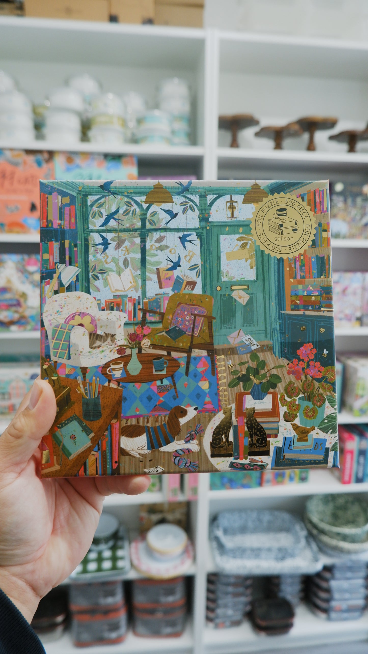 Galison - Bookshop Afternoon 500 Pieces Foil Puzzle