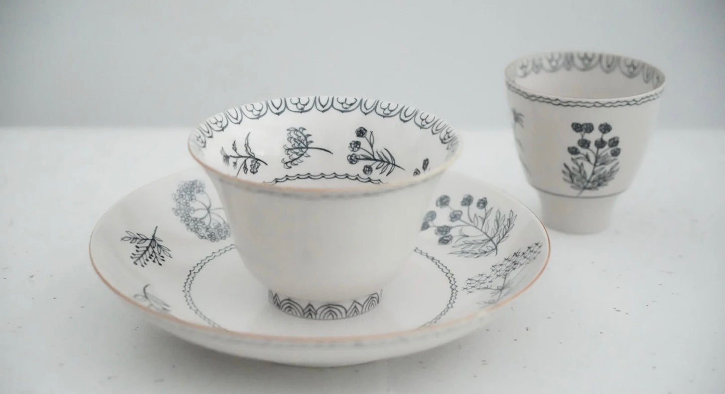Jingdezhen | Xinying | Handmade Vintage Flowers & Plants Dish Set (Out of Print)