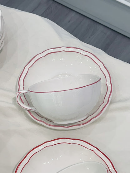 Gien Les Filet｜Breakfast Cup & Saucer Set (3 colors)