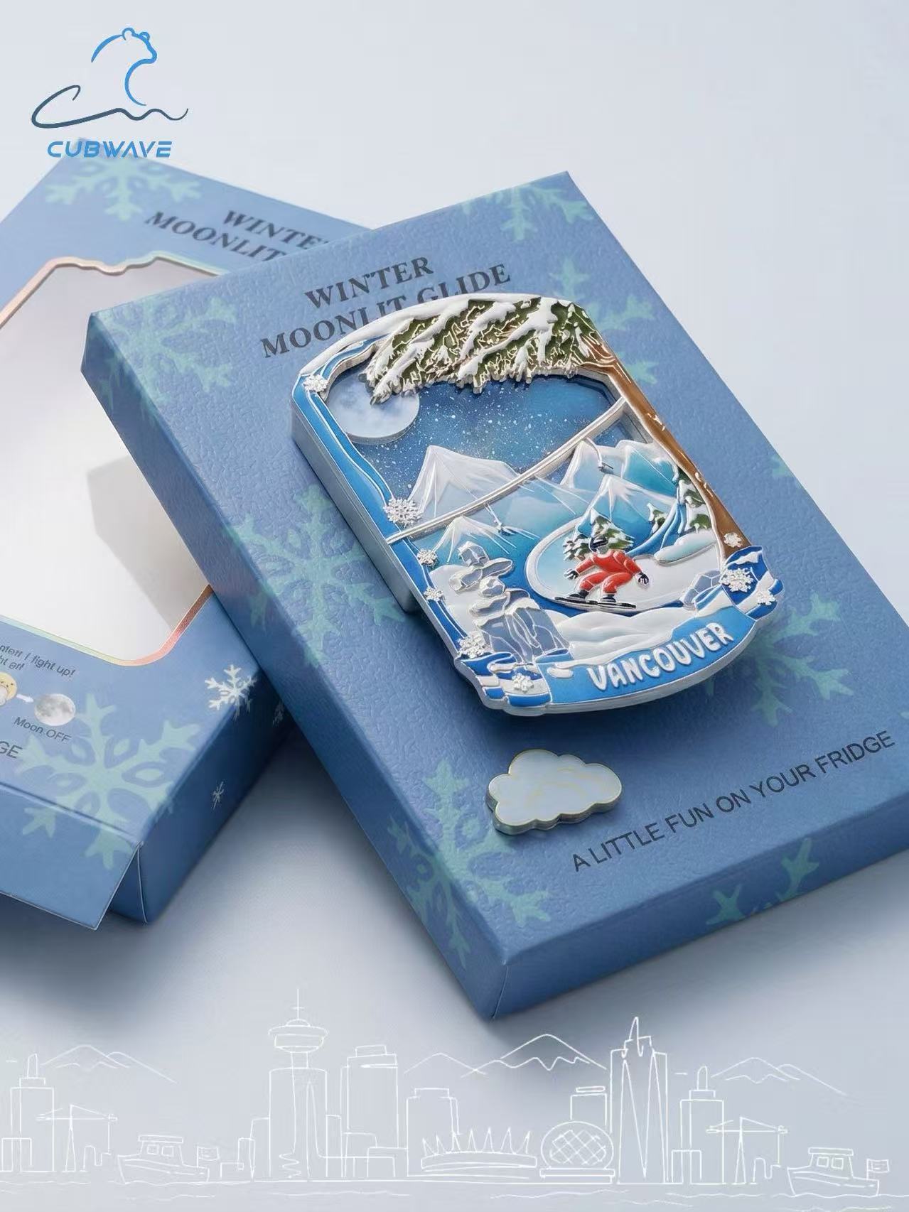 Limited Edition Vancouver lookout Fridge Magnet - Whistler Moonlight with Lighting Feature