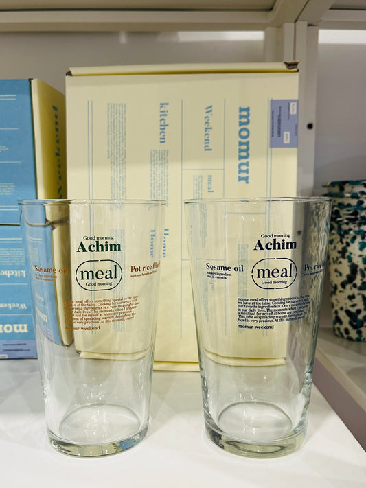 Momur Weekend 9 High Glass Cup Set （Green/Blue mix）