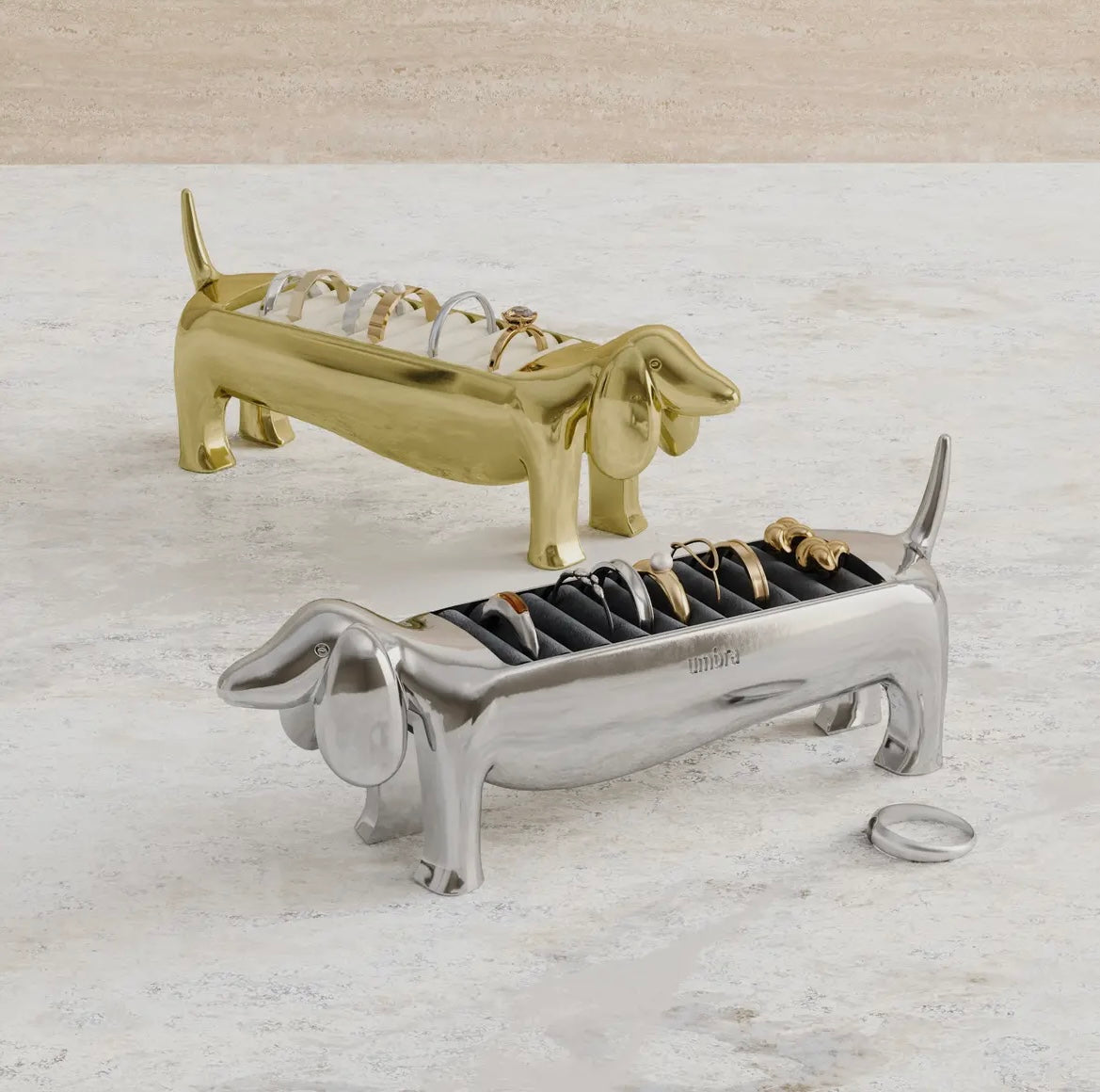 Umbra | Dachsie Ring Holder Dog Gold