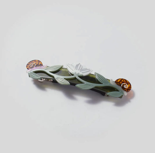 Winona Irene｜Broceliande French Barrette with Lotus and Snails