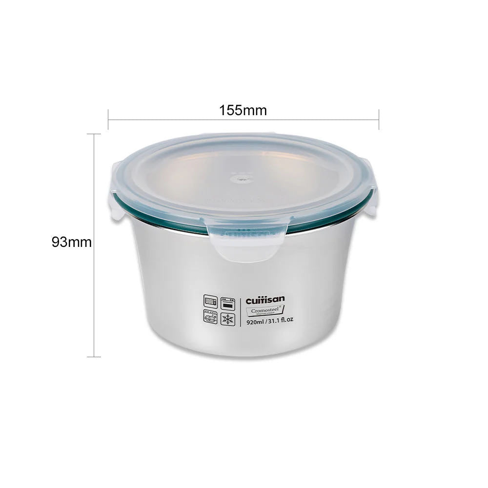 Cuitisan Stainless steel Microwavable Storage Box - Simple Round 920ml