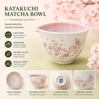 Mino Ware Matcha Bowl Set｜Cherry Blossom