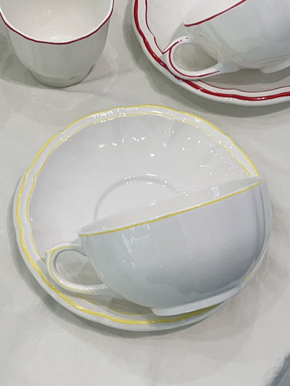Gien Les Filet｜Breakfast Cup & Saucer Set (3 colors)