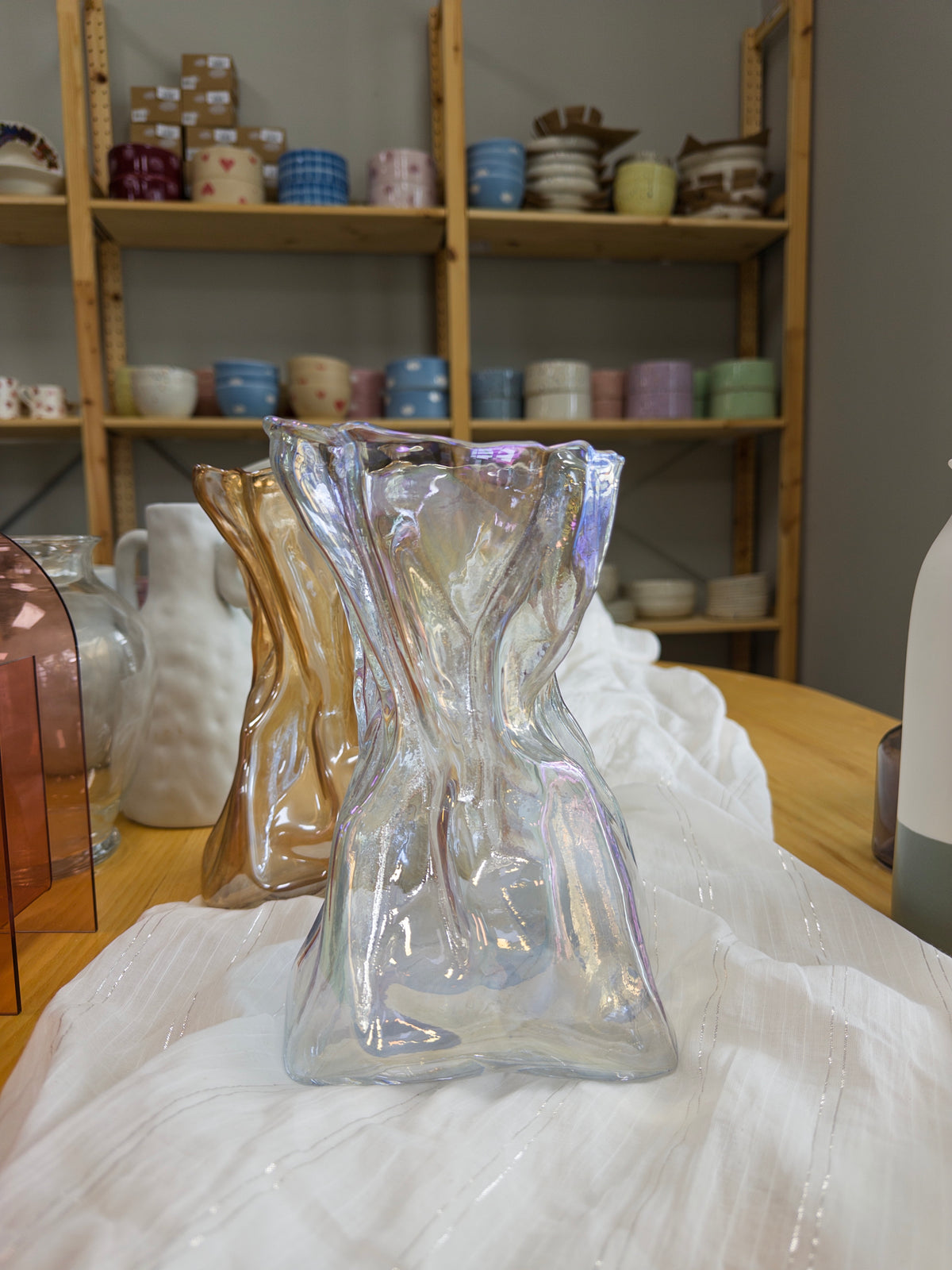 Vase en verre aurore style plissé - Grand modèle