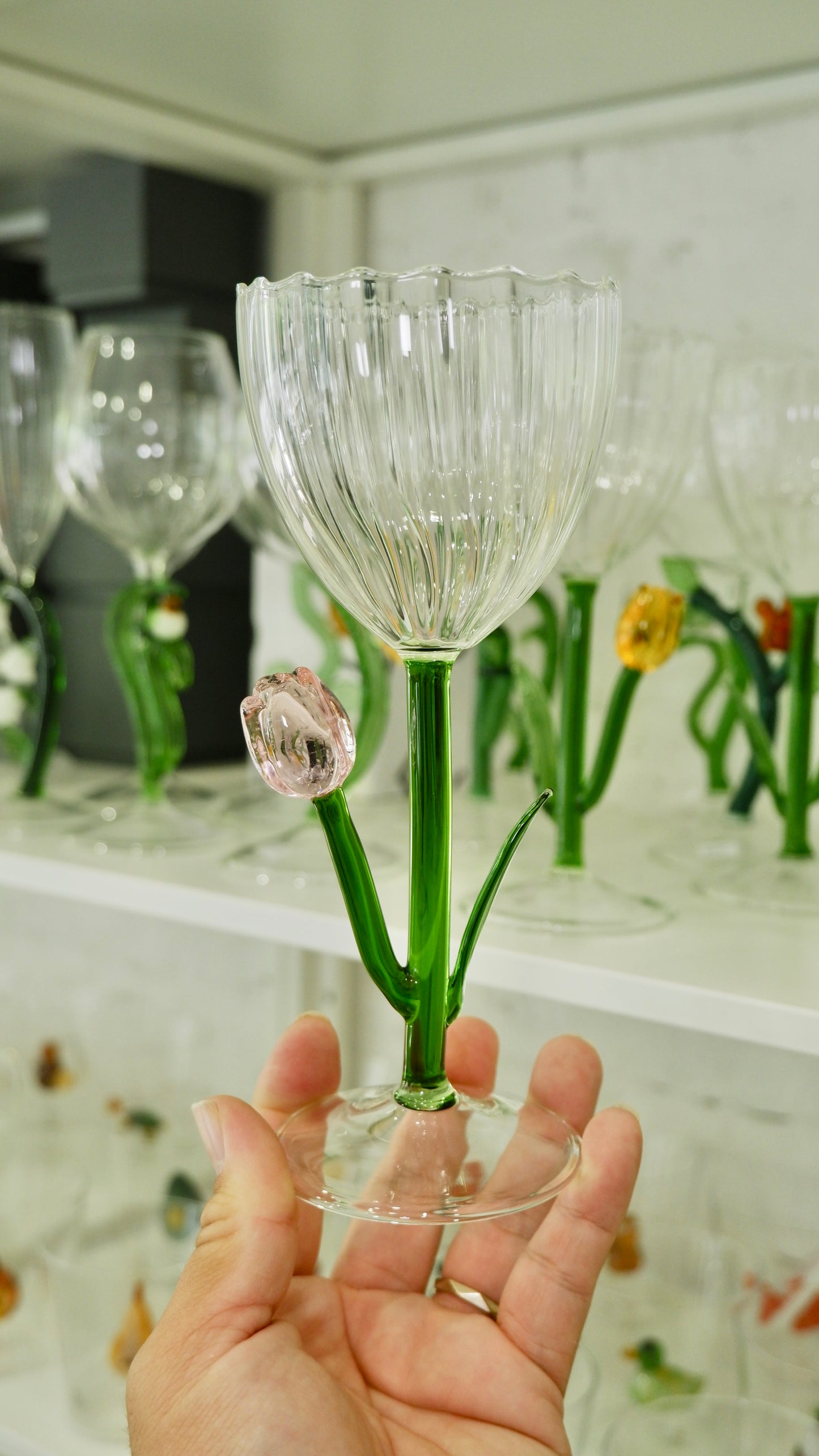Ichendorf Milano | Optic Stemmed Glass Pink Tulip