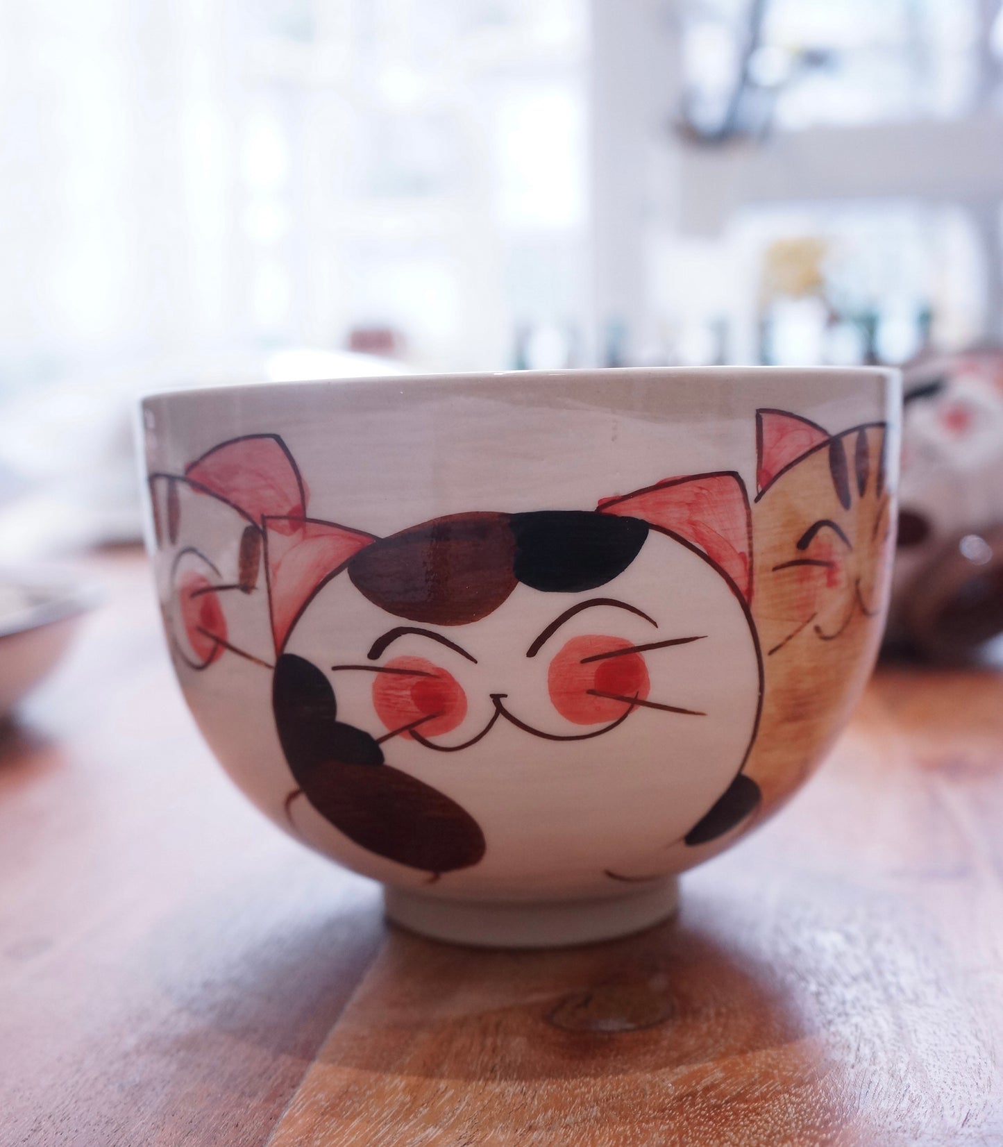 Hasami Ware Cat Large Donburi Bowl Pink