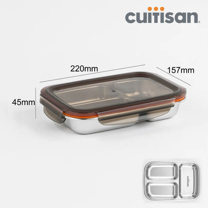 Cuitisan Stainless steel Microwavable Storage Box - Partition Rectangle 560ml