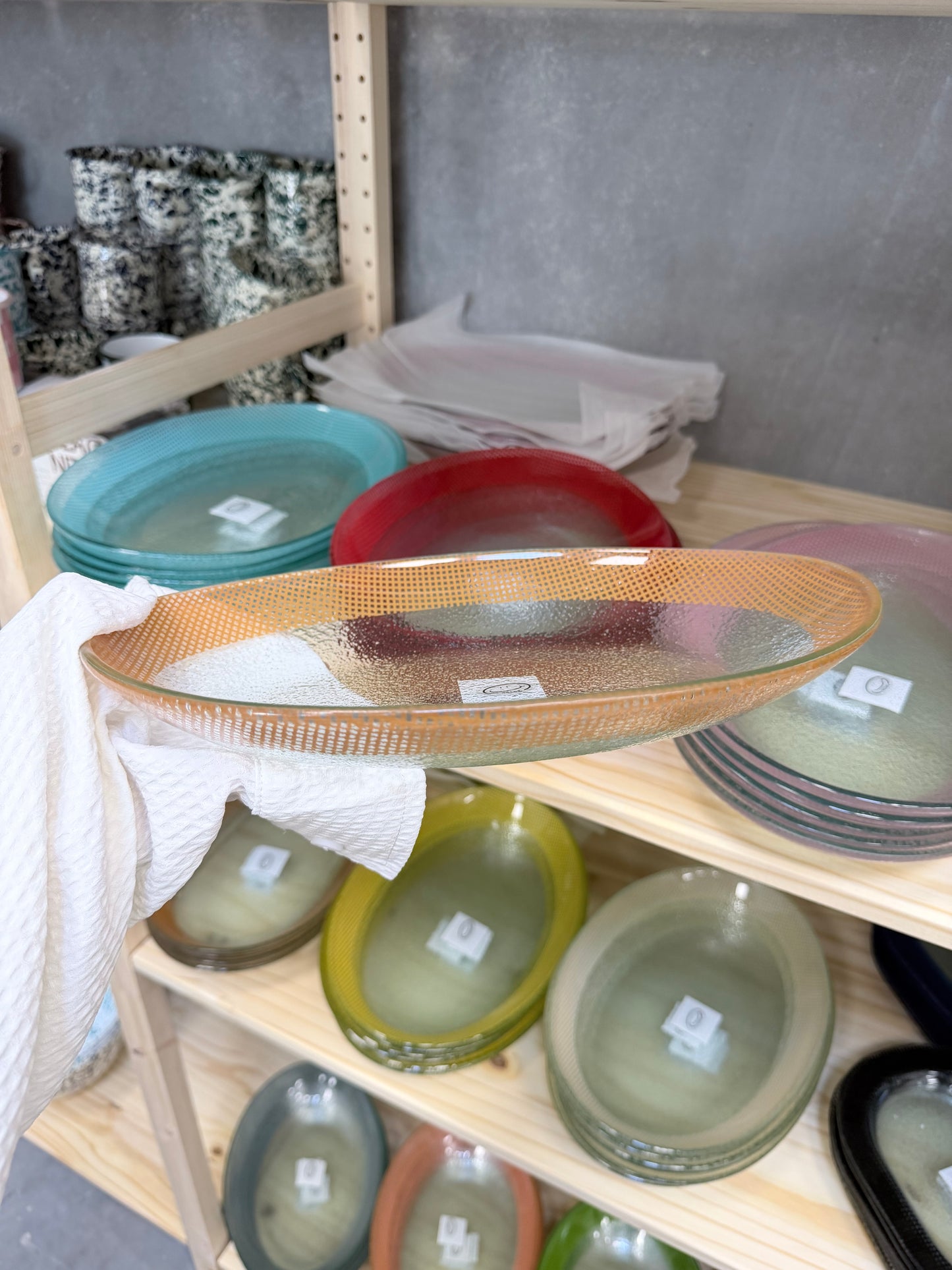 Eding | Checky Glass Almond Deep Plate