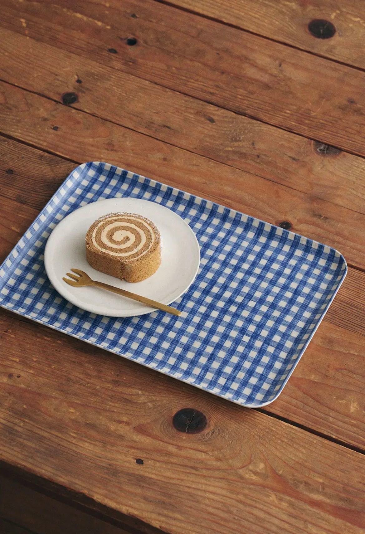 Blue Checkered Tray
