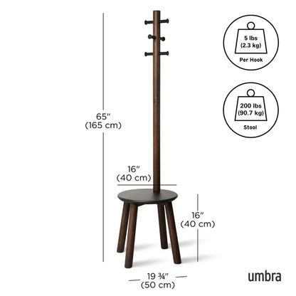 Umbra | PILLAR STOOL AND COAT RACK Black Walnut (Pick up & Delivery Only)