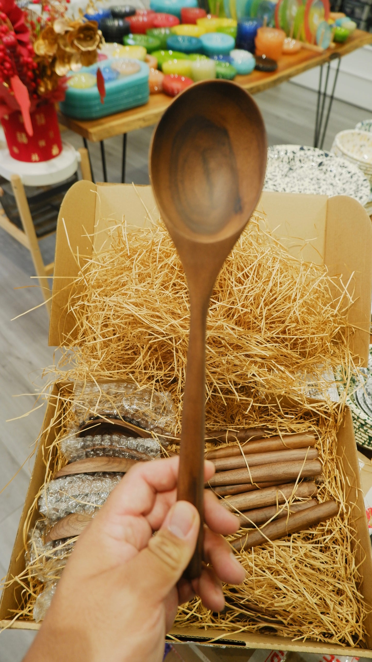194 Craft House - Large Walnut Wooden Serving Spoon