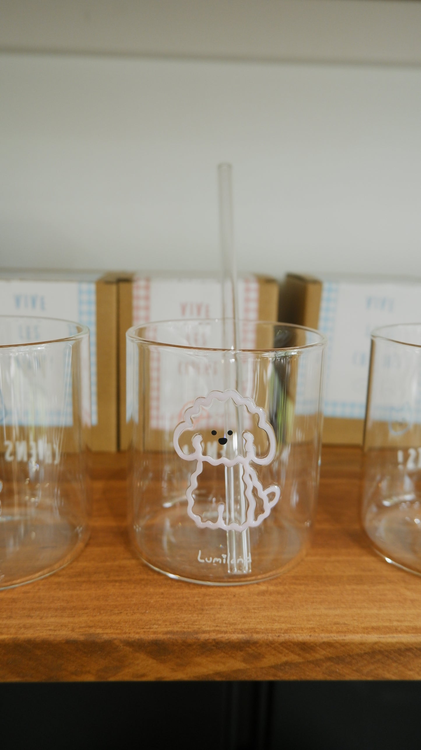 Lumiland｜Pink Bichon Glass cup