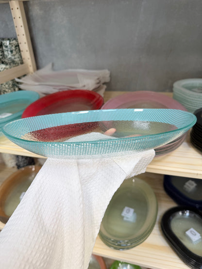 Eding | Checky Glass Almond Deep Plate