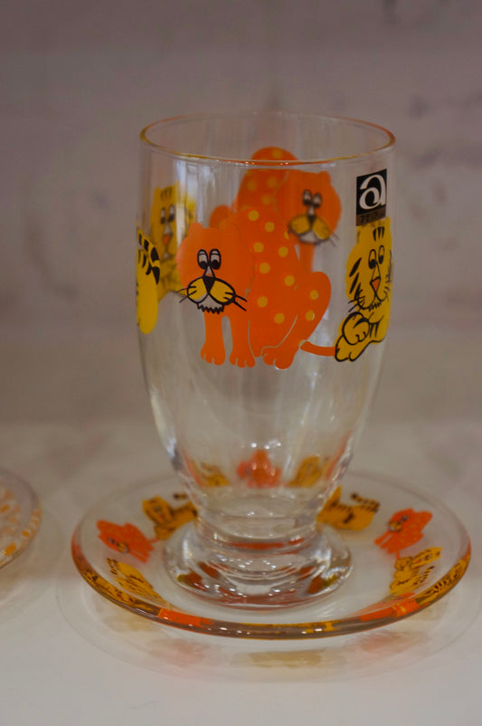Aderia | Showa-era Retro Milkshake Cup with Saucer - Tigers