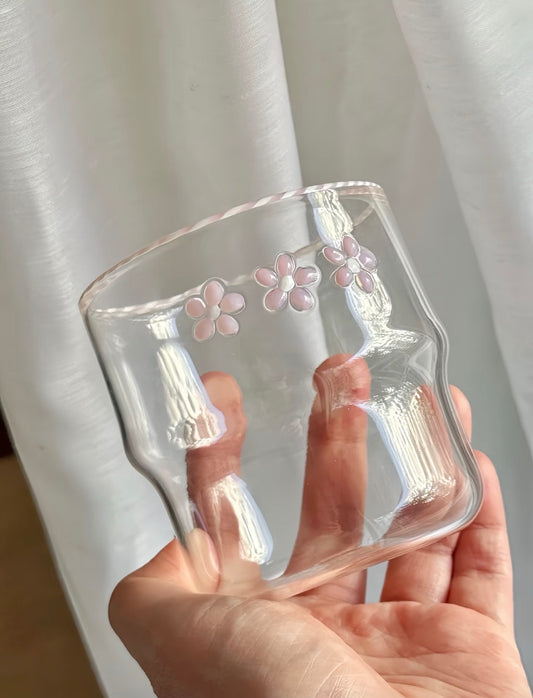 Lumiland｜Pink Flower Glass Cup