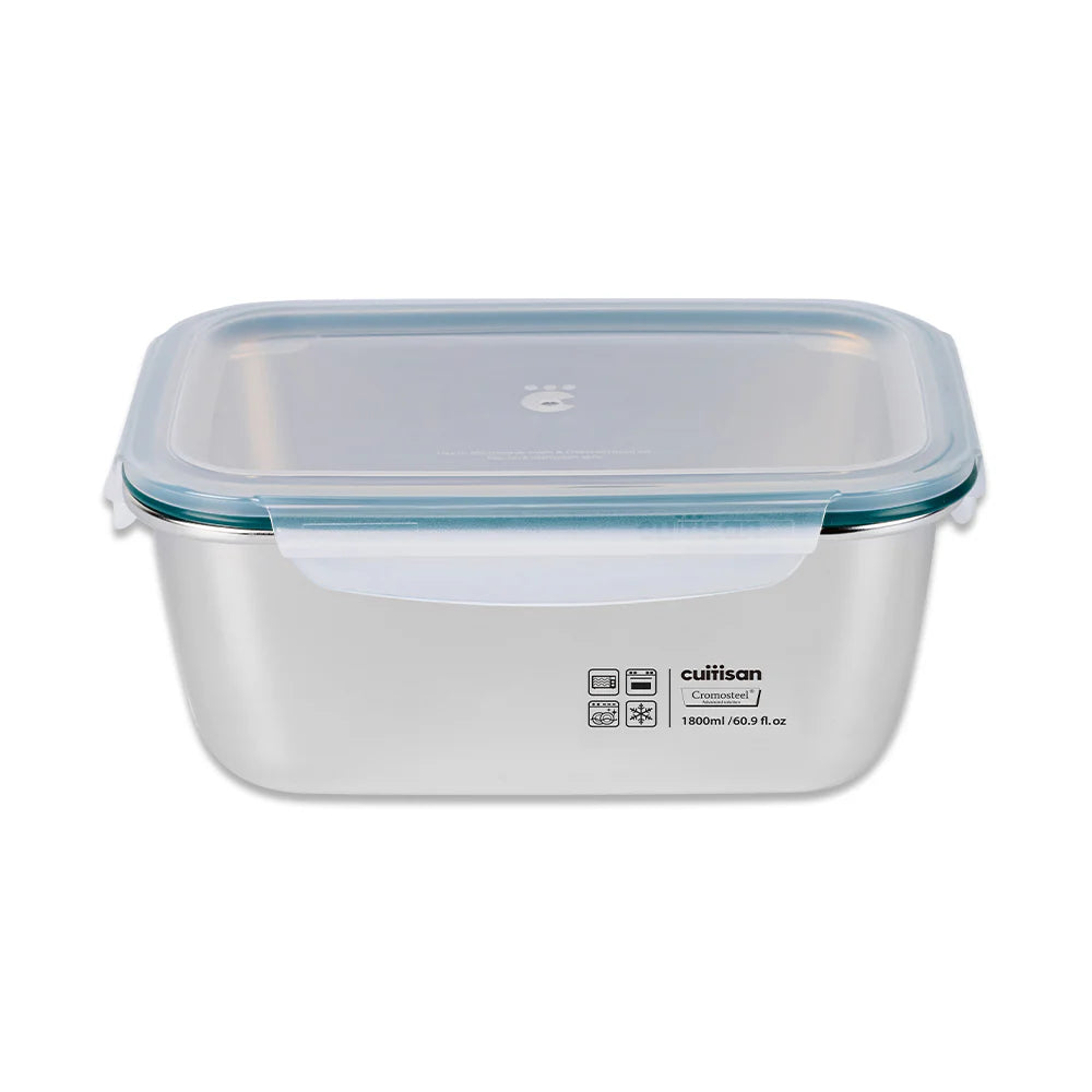 Cuitisan Stainless steel Microwavable Storage Box - Simple Rectangle 1800ml