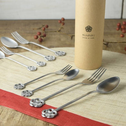 Tsubamesanjo | Mizuhiki Knot Fork & Spoon (Silver)