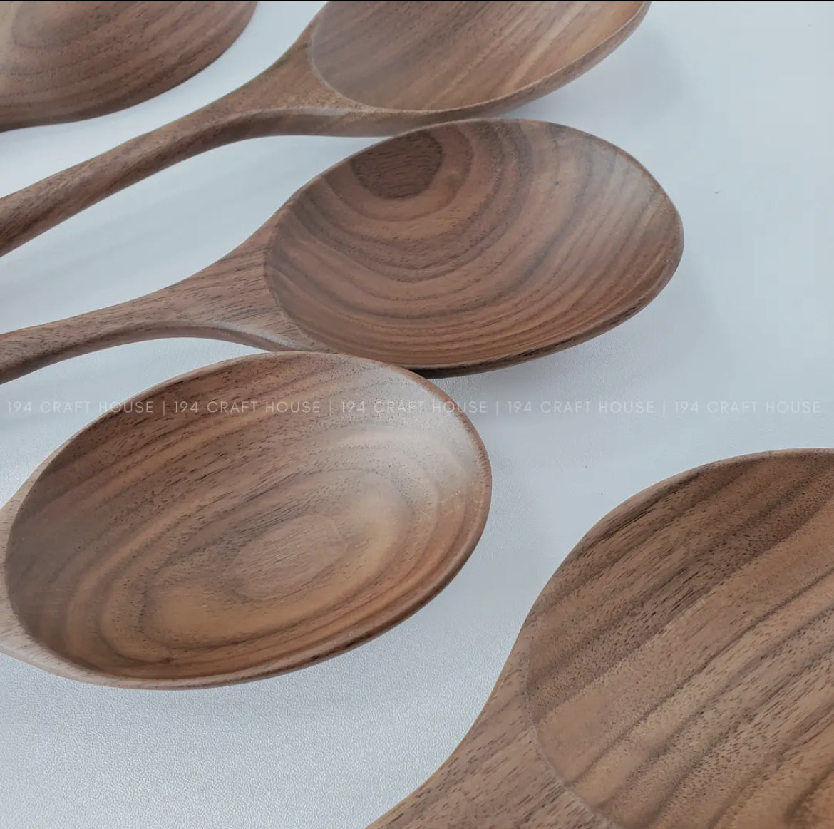 194 Craft House - Large Walnut Wooden Serving Spoon