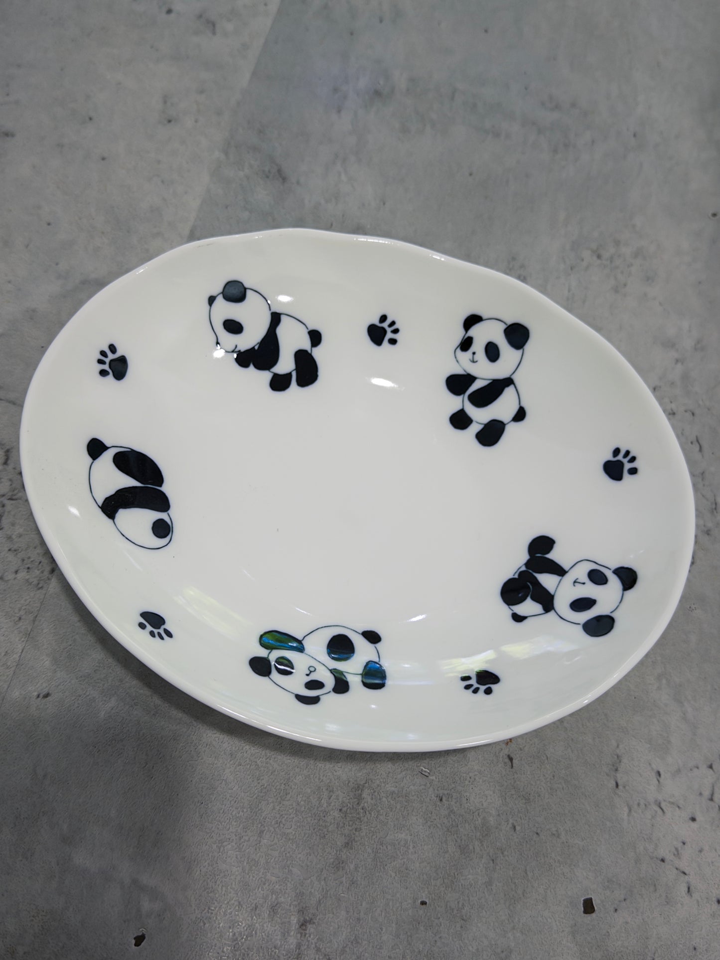 Mino Ware Panda Donburi oval plate