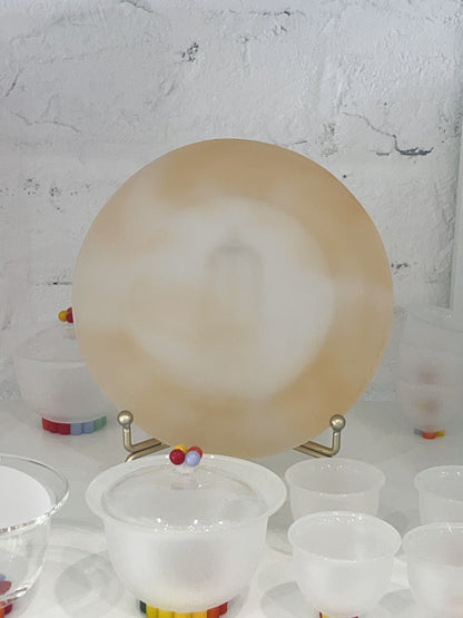 Shiqing Glassware Glaze Art Glass Square Tray - Amber Donut