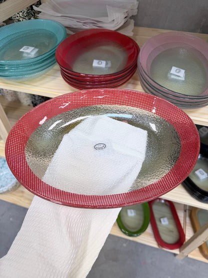 Eding | Checky Glass Almond Deep Plate