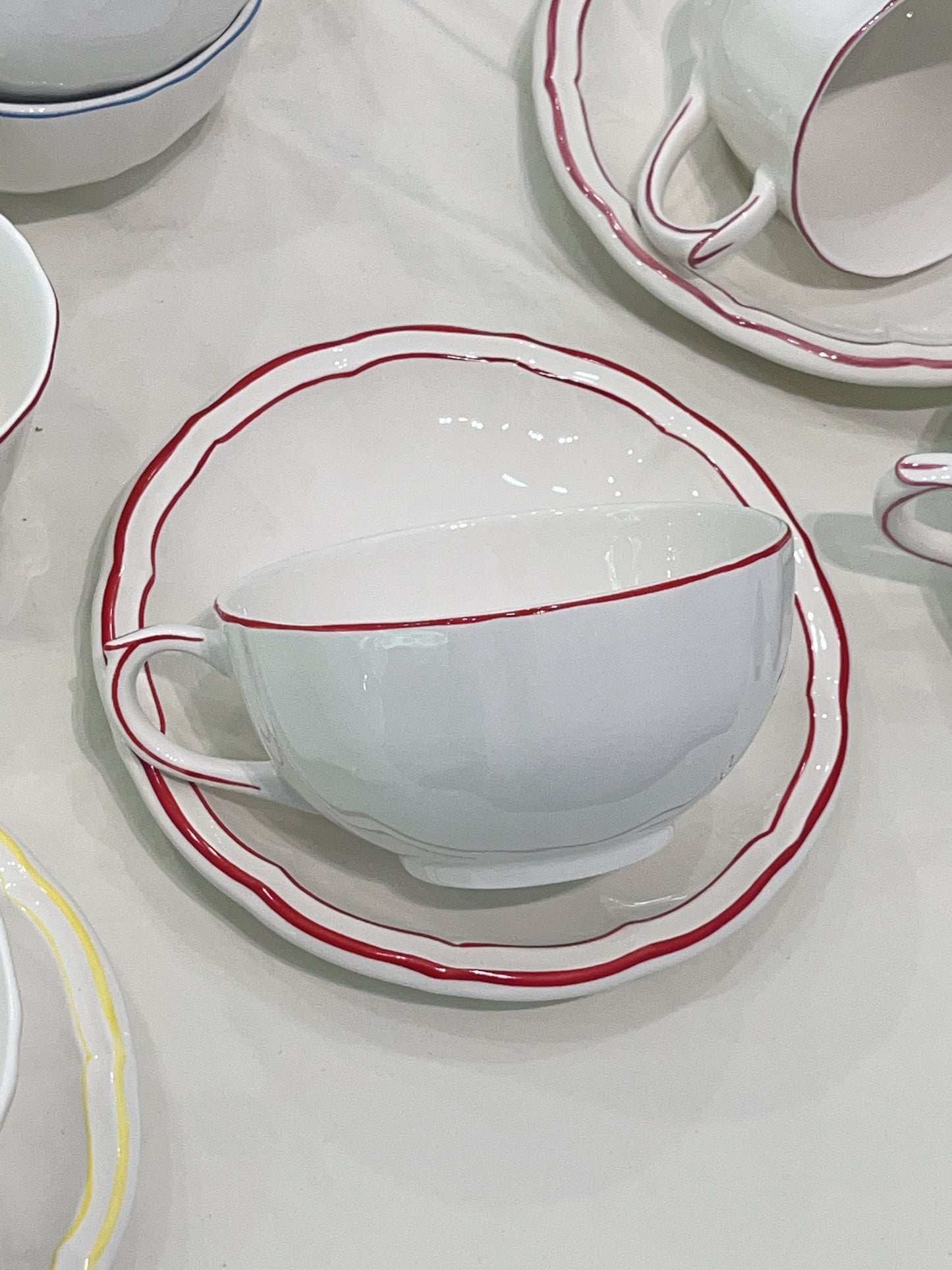 Gien Les Filet｜Breakfast Cup & Saucer Set (3 colors)