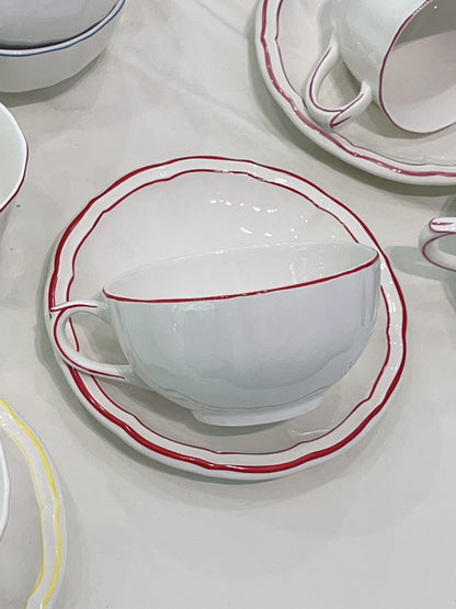 Gien Les Filet｜Breakfast Cup & Saucer Set (3 colors)