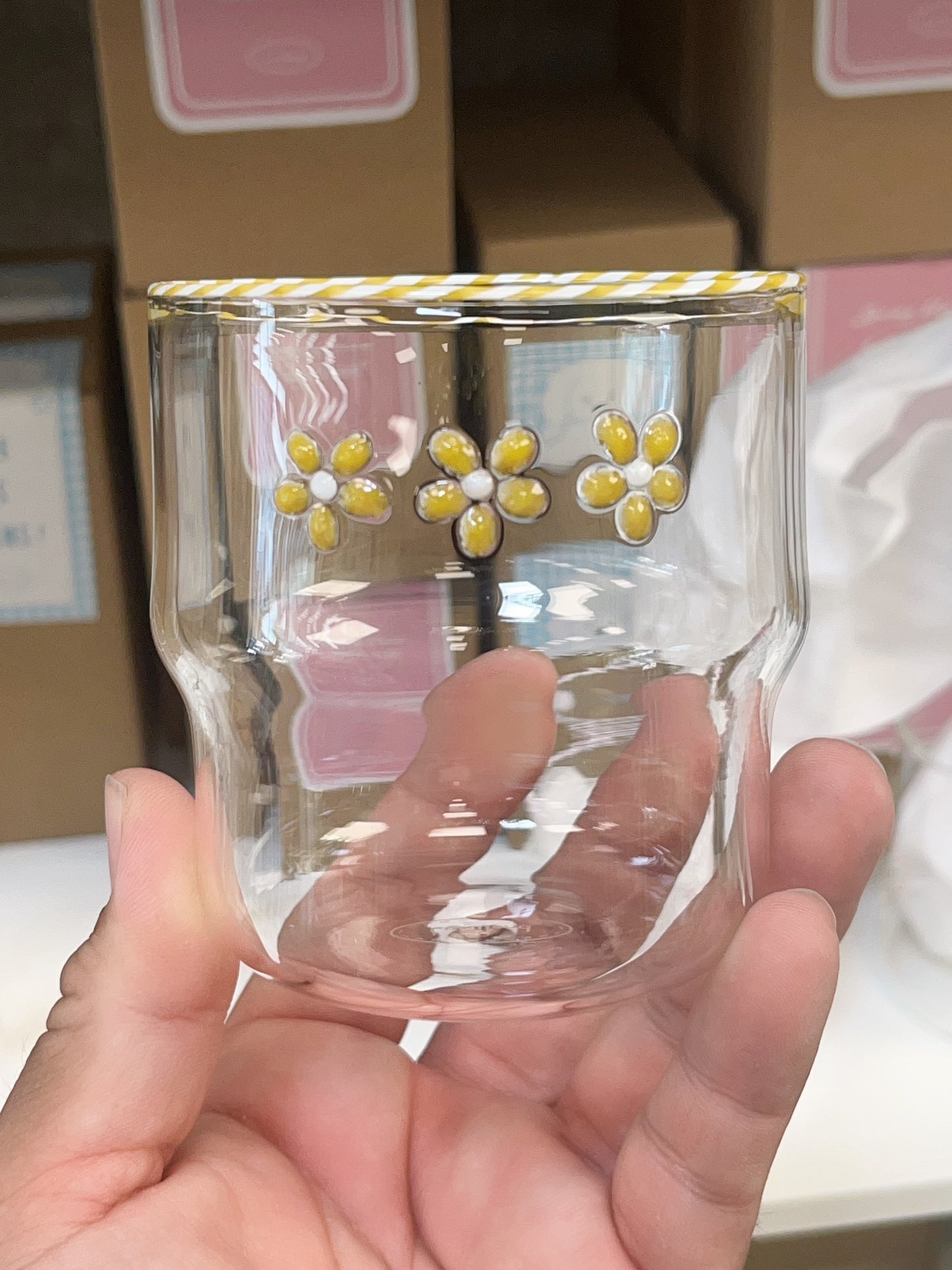 Lumiland｜Yellow Flower Glass Cup