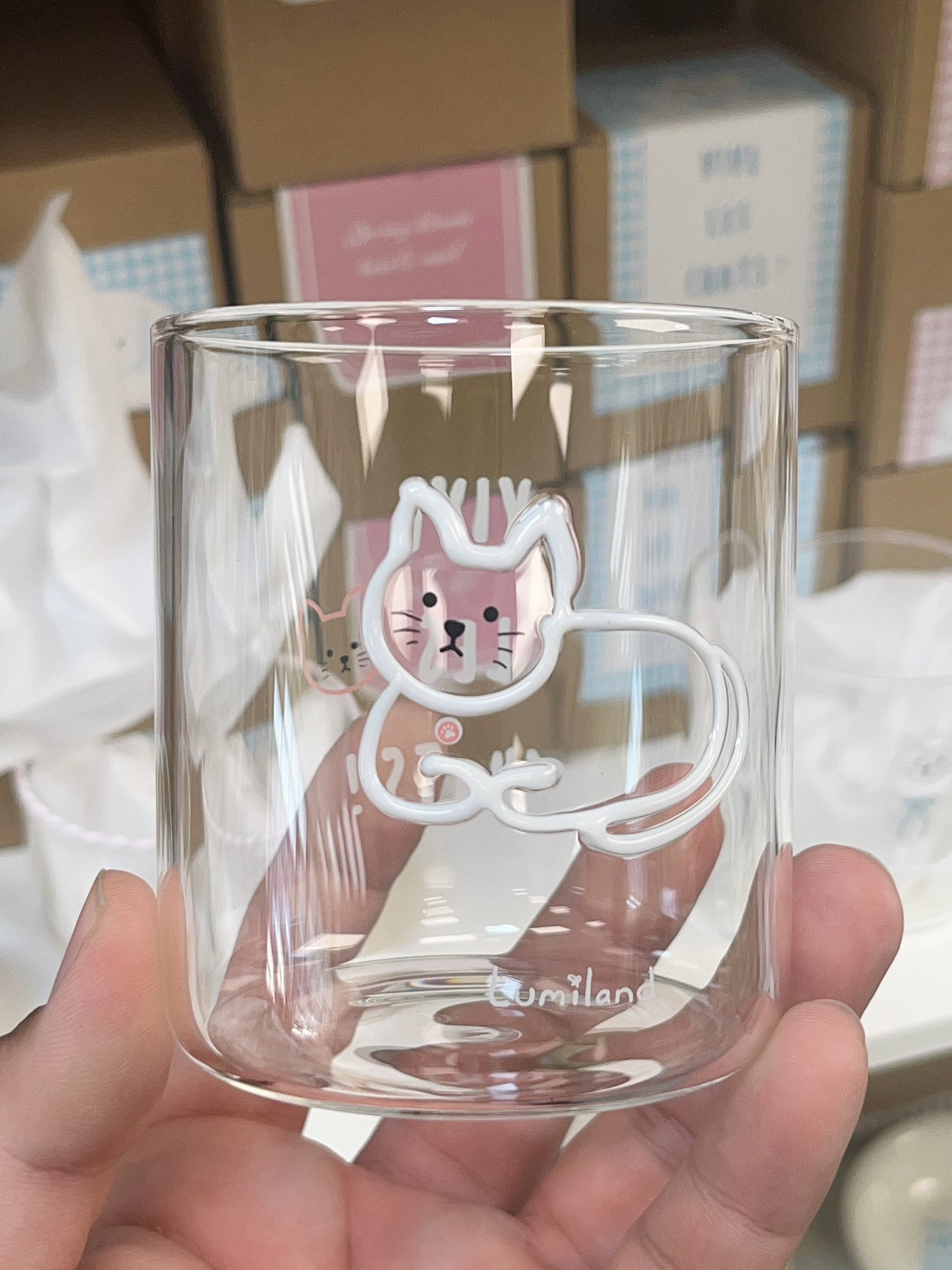 Lumiland｜Cat Glass Cup (Lying)