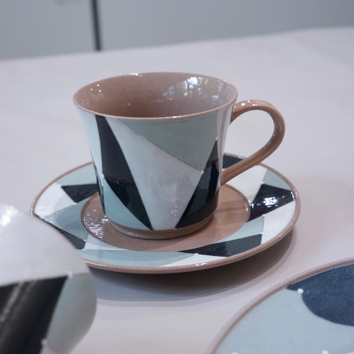 Jingdezhen | Xiaoxi | Geometric Pattern Splicing Cup & Saucer (3 Styles)