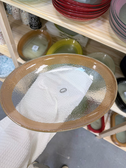 Eding | Checky Glass Almond Deep Plate