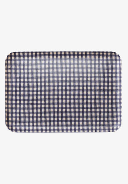 Grey Blue Checkered Tray