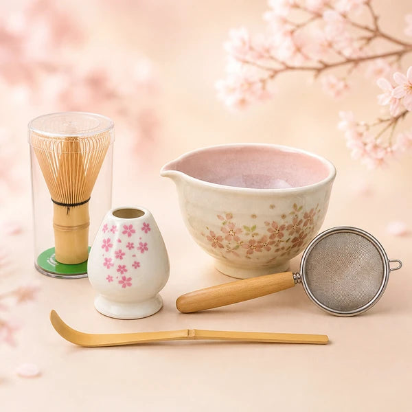 Mino Ware Matcha Bowl Set｜Cherry Blossom