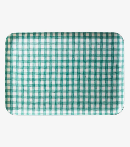 Turquoise Checkered Tray