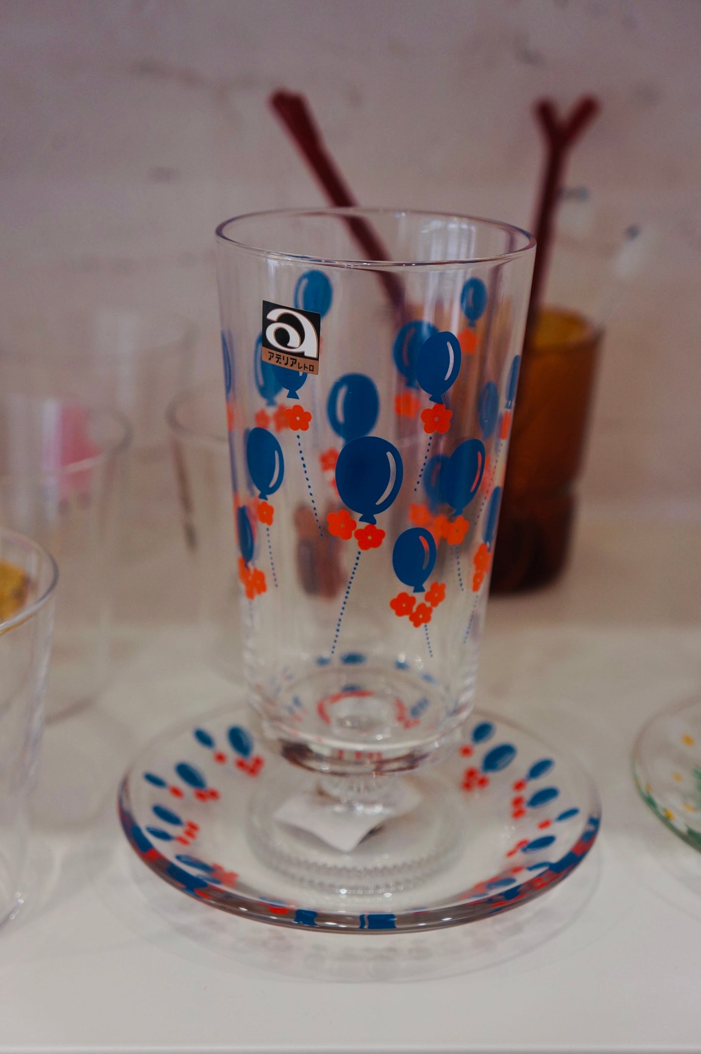 Aderia | Showa-era Retro Milkshake Cup with Saucer - Balloons