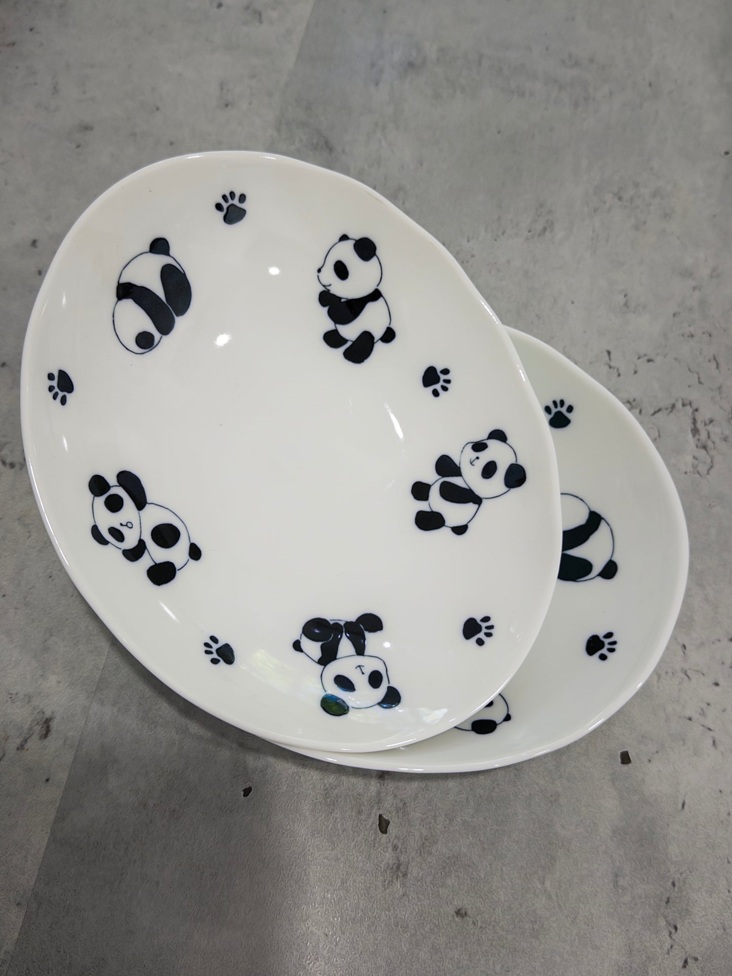 Mino Ware Panda Donburi oval plate