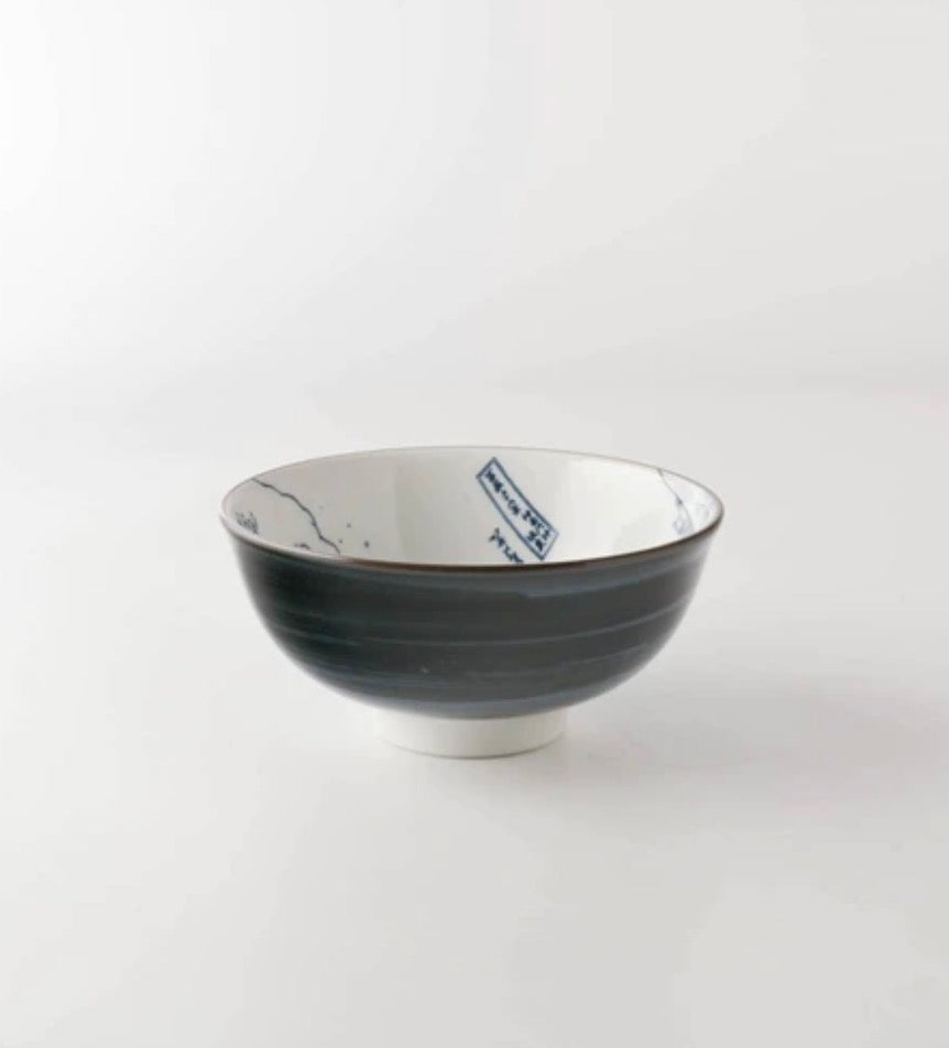 Mino Ware The Great Wave Pattern Rice Bowl