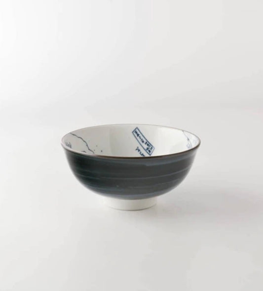 Mino Ware The Great Wave Pattern Rice Bowl