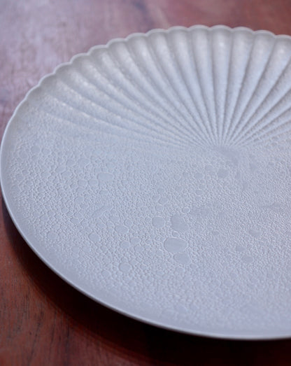 Arita Ware | White Pearl Bubble Pattern Plate - Round Plate