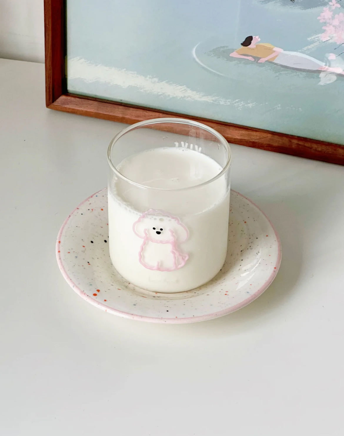 Lumiland｜Pink Bichon Glass cup