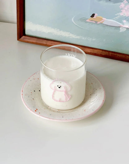 Lumiland｜Pink Bichon Glass cup