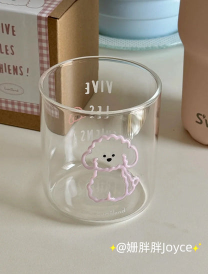 Lumiland｜Pink Bichon Glass cup