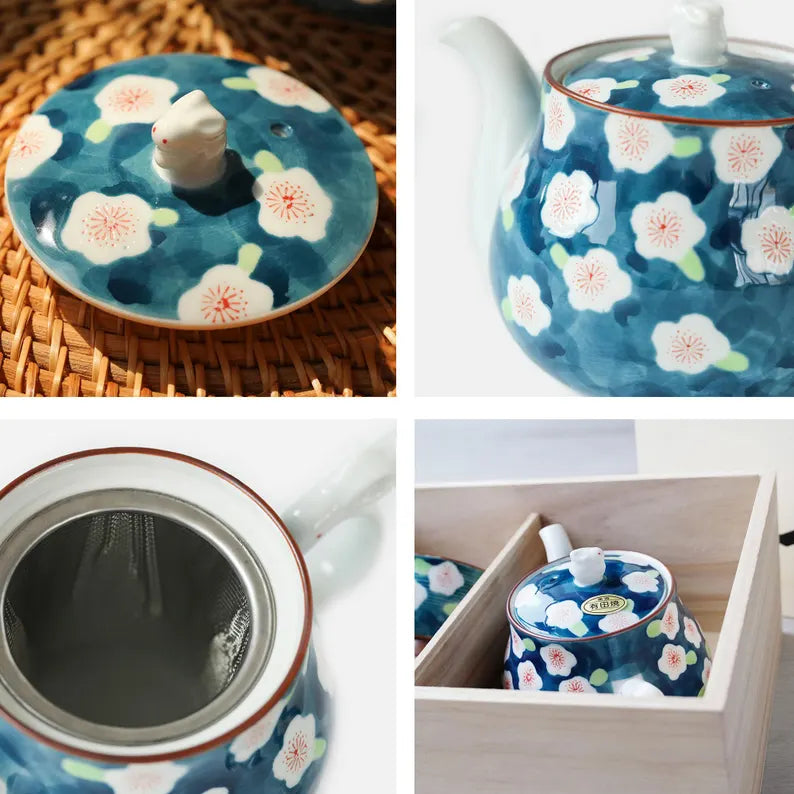 Arita Ware | Plum Mug with Rabbit  Teapot Set