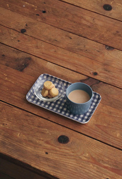 Grey Blue Checkered Tray